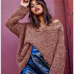 Oversized Mauve Rose Chenille Sweater
